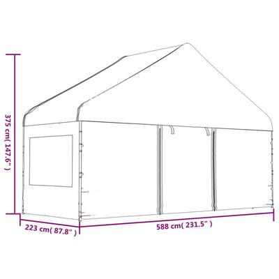 Gazebo with Roof White 6.69x5.88x3.75 m Polyethylene