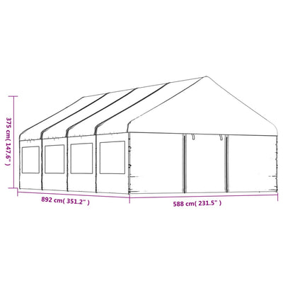 Gazebo with Roof White 8.92x5.88x3.75 m Polyethylene