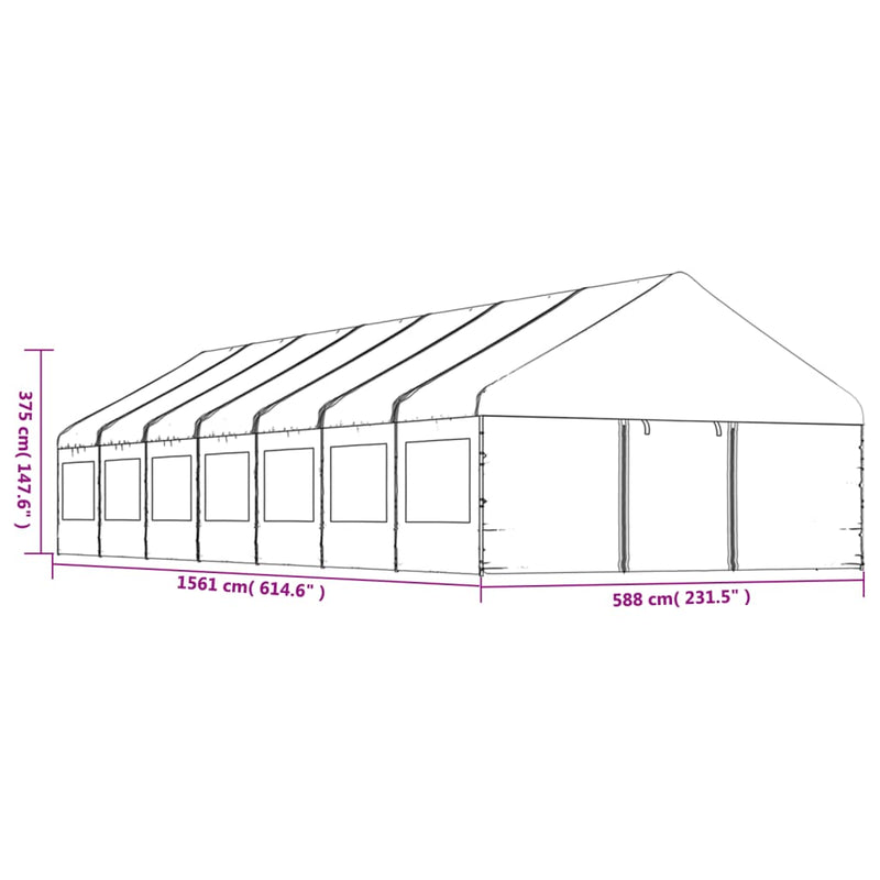 Gazebo with Roof White 15.61x5.88x3.75 m Polyethylene