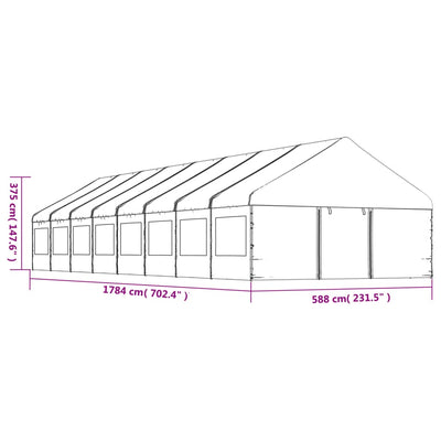 Gazebo with Roof White 17.84x5.88x3.75 m Polyethylene