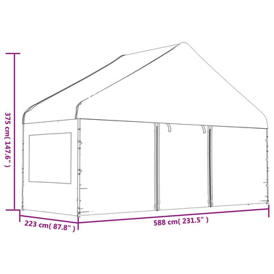 Gazebo with Roof White 17.84x5.88x3.75 m Polyethylene