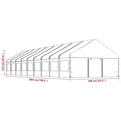 Gazebo with Roof White 20.07x5.88x3.75 m Polyethylene