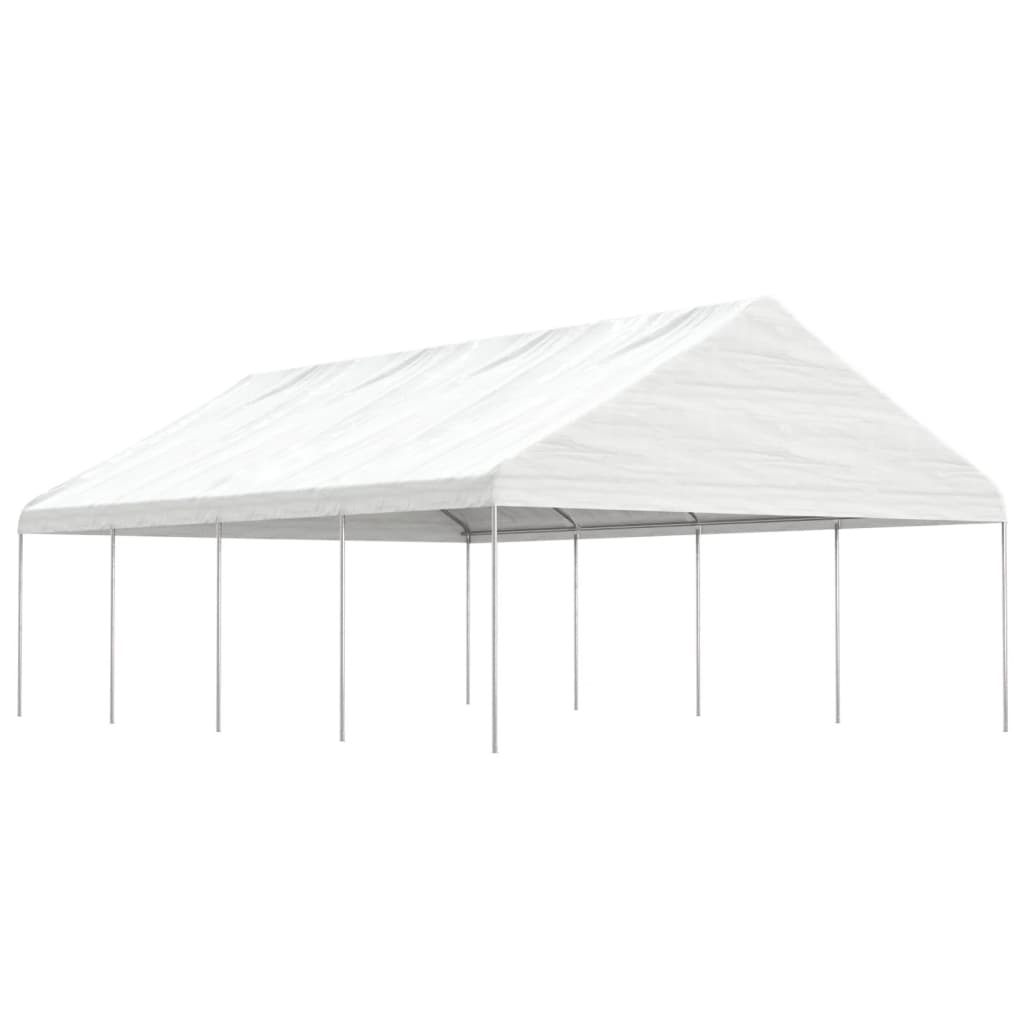 Gazebo with Roof White Polyethylene 8.92 m 5.88 m