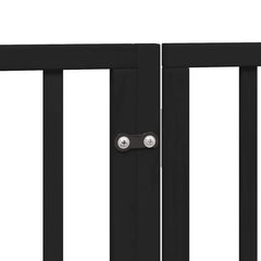 Dog Gate with Door Foldable Panels 450 cm Poplar Wood Width 50 cm Depth 90 cm Black 9