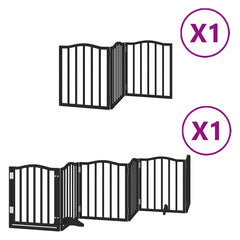 Dog Gate with Door Foldable Panels 450 cm Poplar Wood Width 50 cm Depth 60 cm Black 9