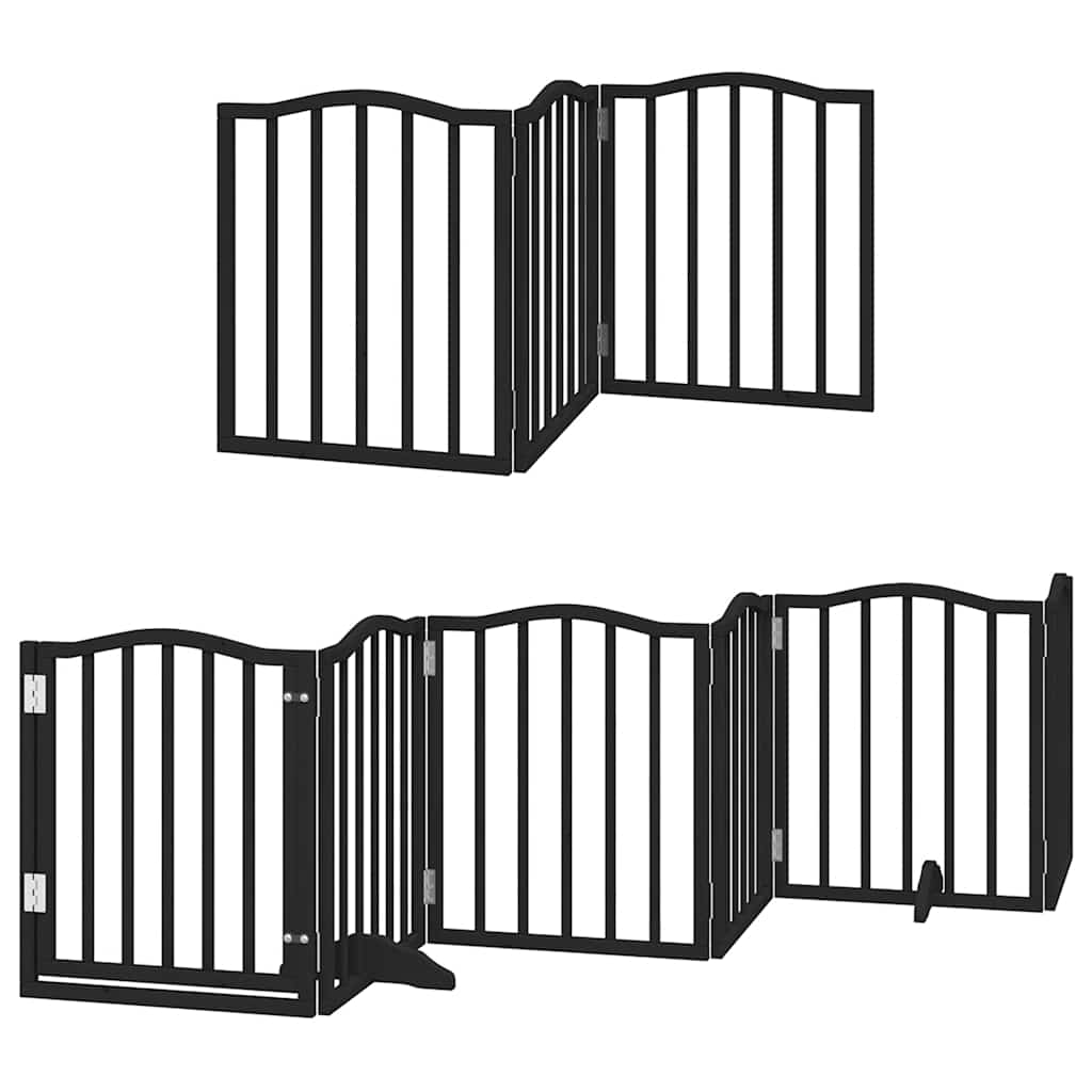 Dog Gate with Door Foldable Panels 450 cm Poplar Wood Width 50 cm Depth 60 cm Black 9