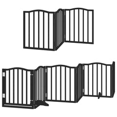 Dog Gate with Door Foldable Panels 450 cm Poplar Wood Width 50 cm Depth 60 cm Black 9