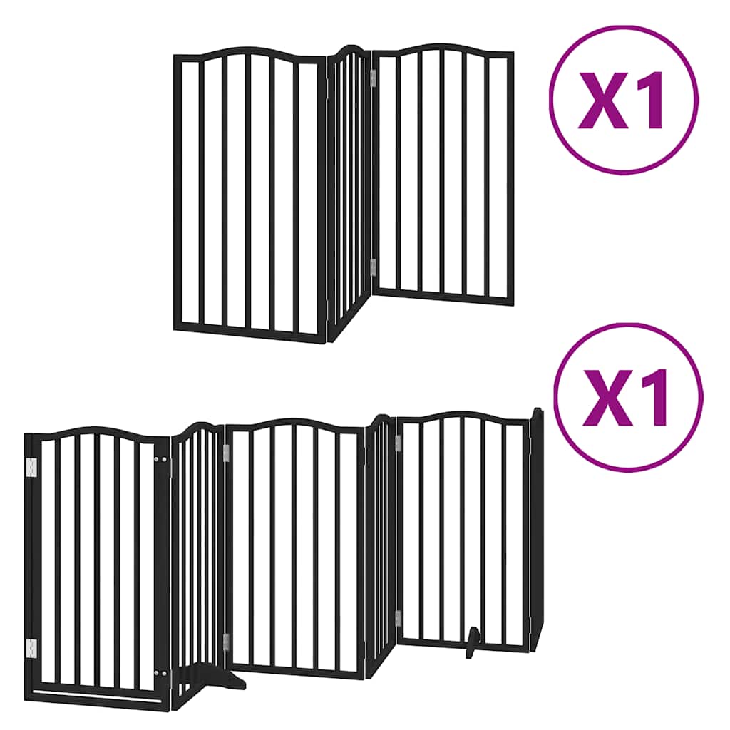 Dog Gate with Door Foldable Panels 450 cm Poplar Wood Width 50 cm Depth 90 cm Black 9