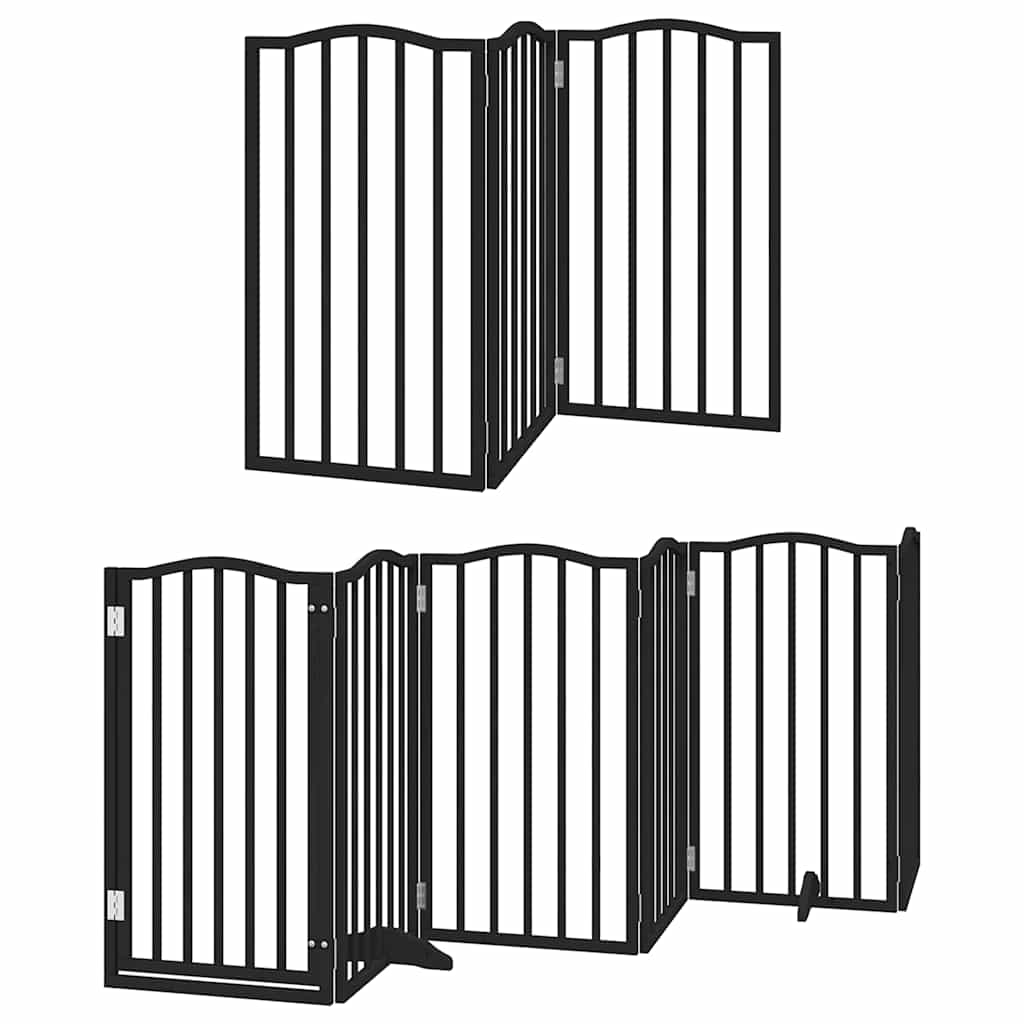Dog Gate with Door Foldable Panels 450 cm Poplar Wood Width 50 cm Depth 90 cm Black 9
