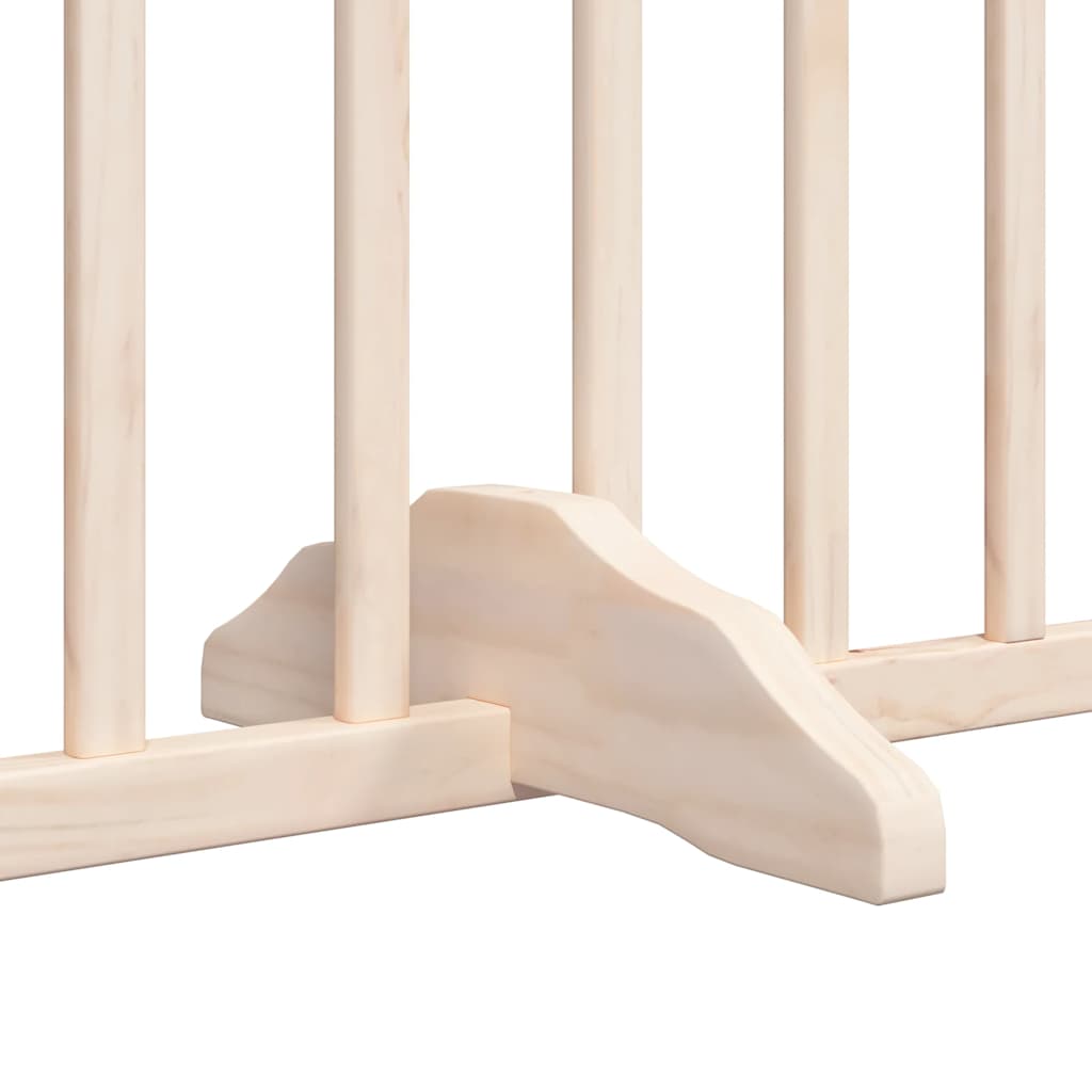 Dog Gate with Door Foldable Panels 480 cm Poplar Wood Width 80 cm Depth 60 cm Natural 6