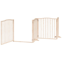 Dog Gate with Door Foldable Panels 480 cm Poplar Wood Width 80 cm Depth 90 cm Natural 6