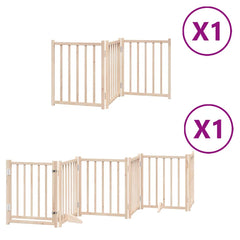 Dog Gate with Door Foldable Panels 450 cm Poplar Wood Width 50 cm Depth 60 cm Natural 9