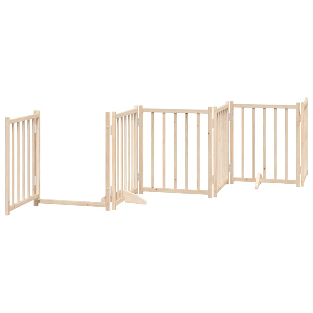 Dog Gate with Door Foldable Panels 450 cm Poplar Wood Width 50 cm Depth 60 cm Natural 9