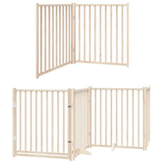 Dog Gate with Door Foldable Panels 480 cm Poplar Wood Width 80 cm Depth 90 cm 6