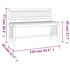 vidaXL Garden Bench 110 cm Solid Wood Eucalyptus 6