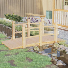 Garden Bridge 150x67x56cm Solid Wood Spruce Natural With railings