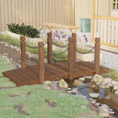 Garden Bridge 150x67x56cm Solid Wood Spruce Dark brown With chain railings