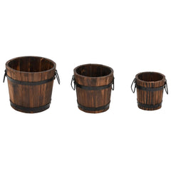 vidaXL 3 Piece Wooden Bucket Planter Set Solid Wood Fir 2