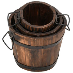 vidaXL 3 Piece Wooden Bucket Planter Set Solid Wood Fir 3