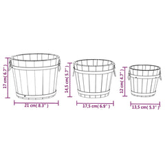 vidaXL 3 Piece Wooden Bucket Planter Set Solid Wood Fir 6