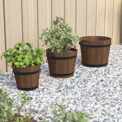 vidaXL 3 Piece Wooden Bucket Planter Set Solid Wood Fir 1
