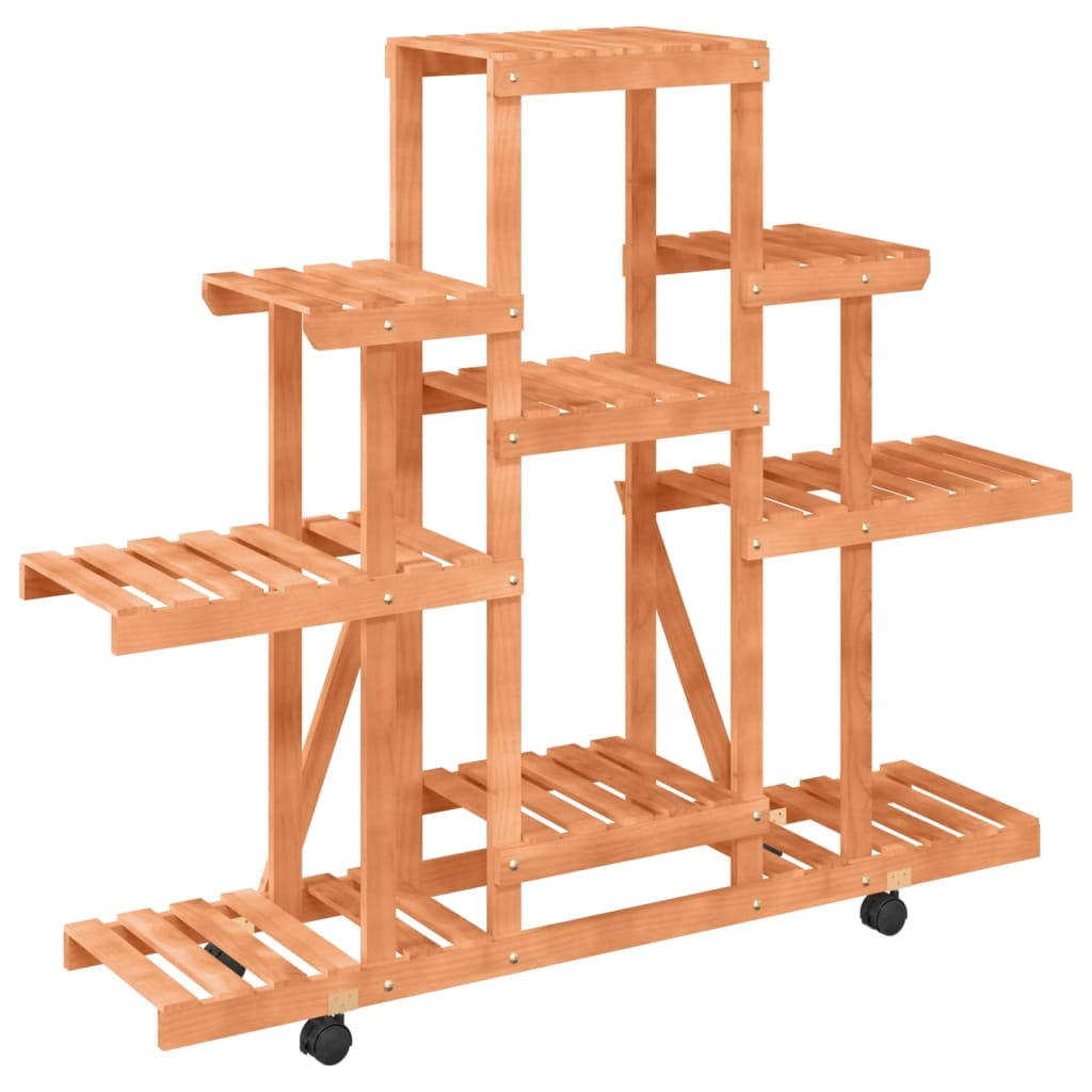 vidaXL Flower Stand with Wheels 110x25x101 cm Solid Wood Fir 4