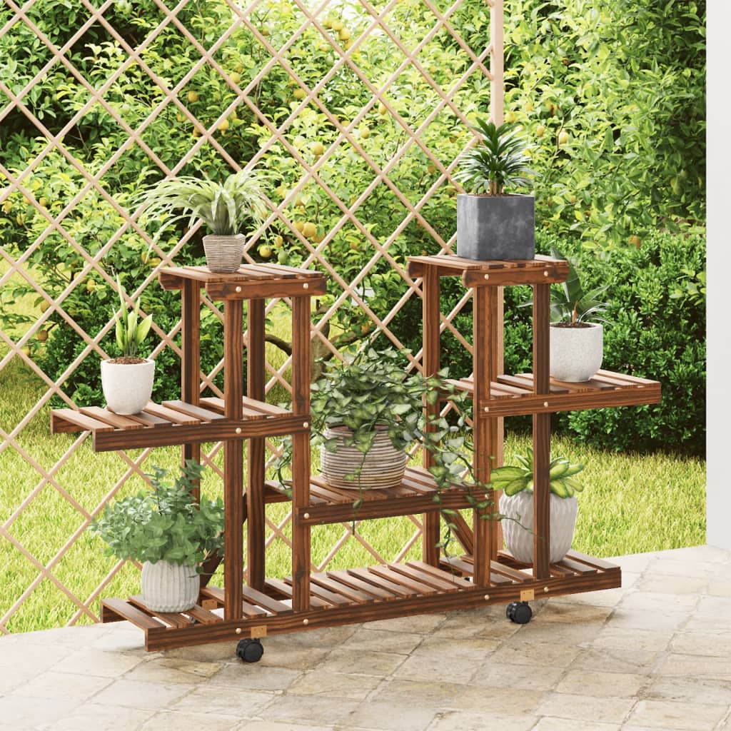vidaXL Flower Stand Solid Wood Fir Brown