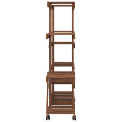 vidaXL Flower Stand with Wheels 110x25x115 cm Solid Wood Fir 5