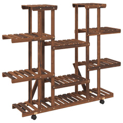 vidaXL Flower Stand with Wheels 110x25x115 cm Solid Wood Fir 6