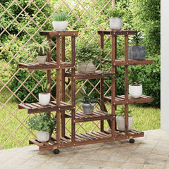 vidaXL Flower Stand with Wheels 110x25x115 cm Solid Wood Fir 1