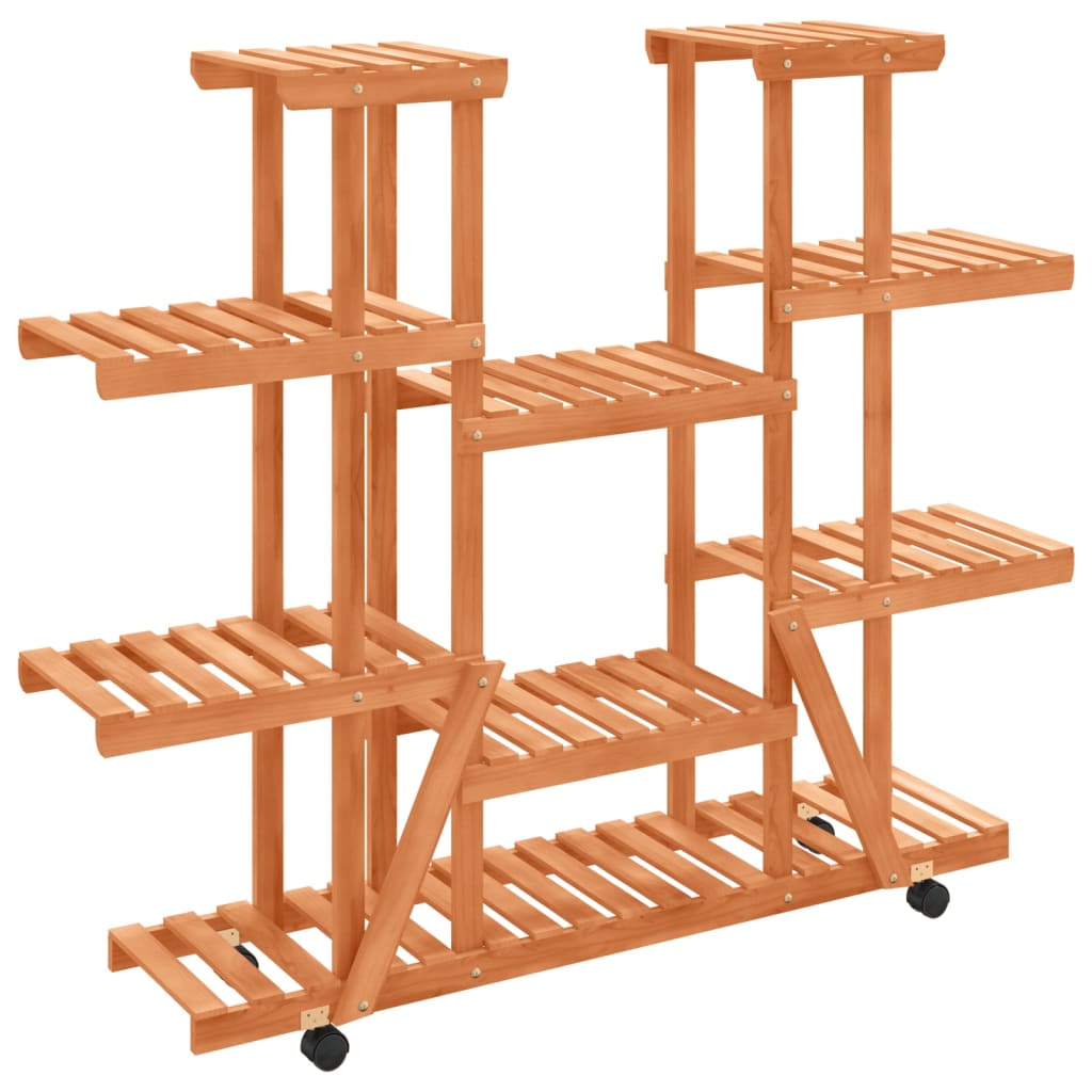 vidaXL Flower Stand with Wheels 110x25x115 cm Solid Wood Fir 2