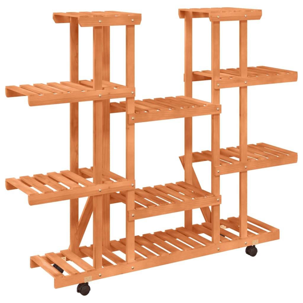 vidaXL Flower Stand with Wheels 110x25x115 cm Solid Wood Fir 6