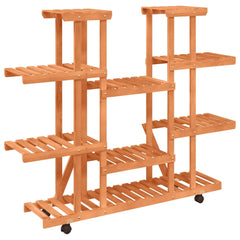 vidaXL Flower Stand with Wheels 110x25x115 cm Solid Wood Fir 6
