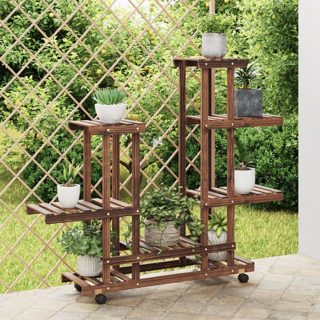 vidaXL Flower Stand Solid Wood Fir Brown