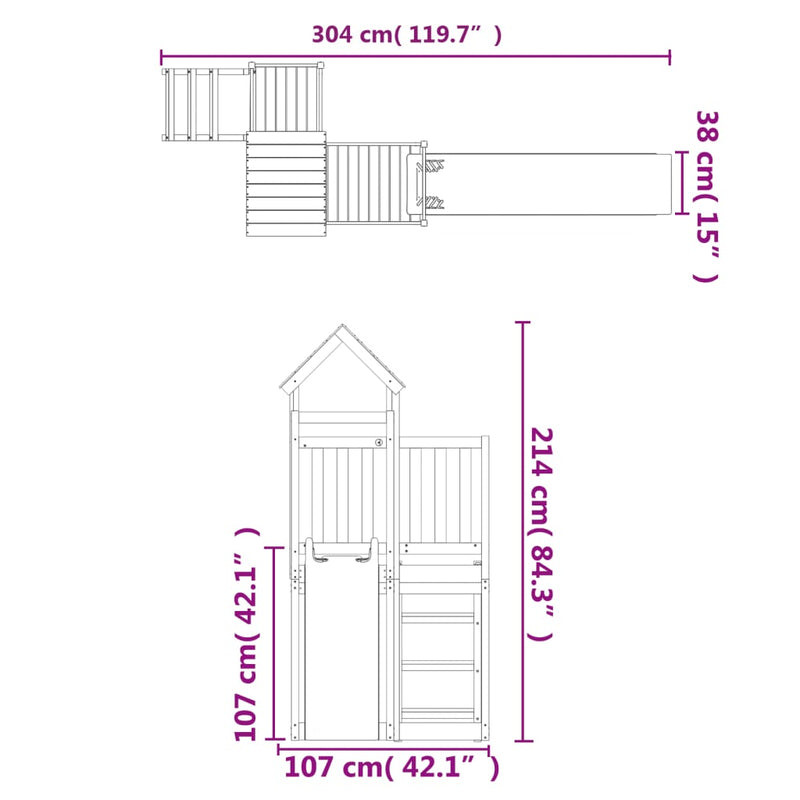 Outdoor Playset Solid Wood Pine