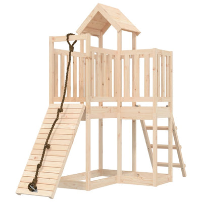 Playhouse with Climbing Wall Solid Wood Pine