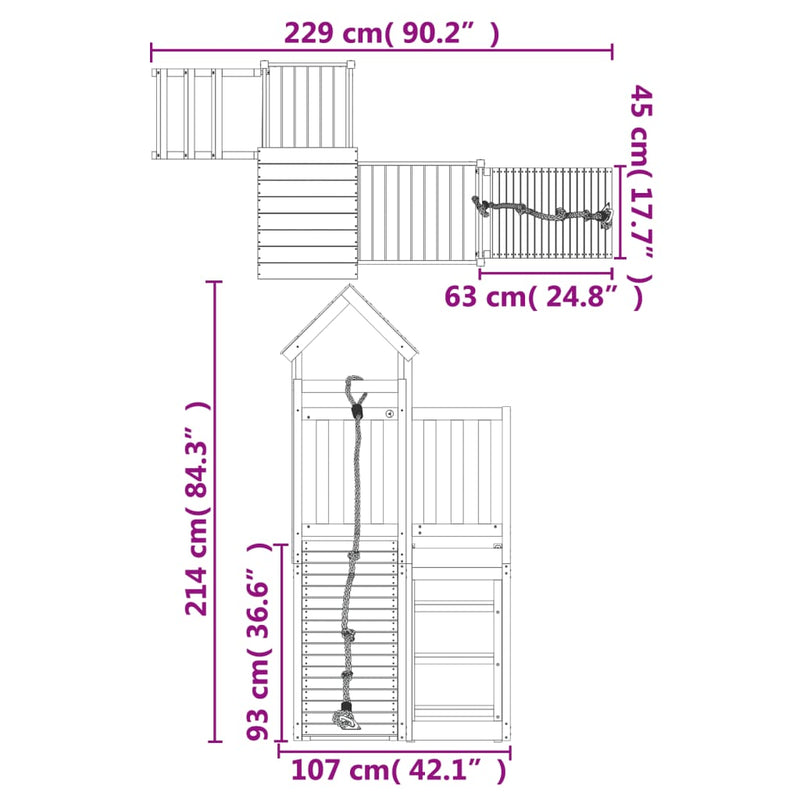 Playhouse with Climbing Wall Solid Wood Pine