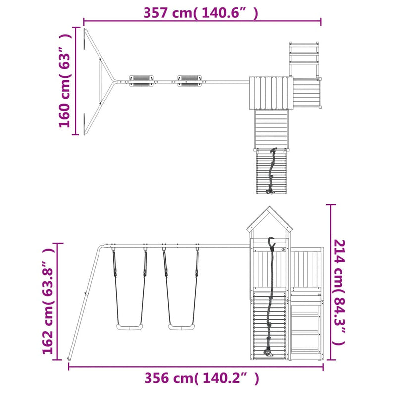 Outdoor Playset  Solid Wood Pine