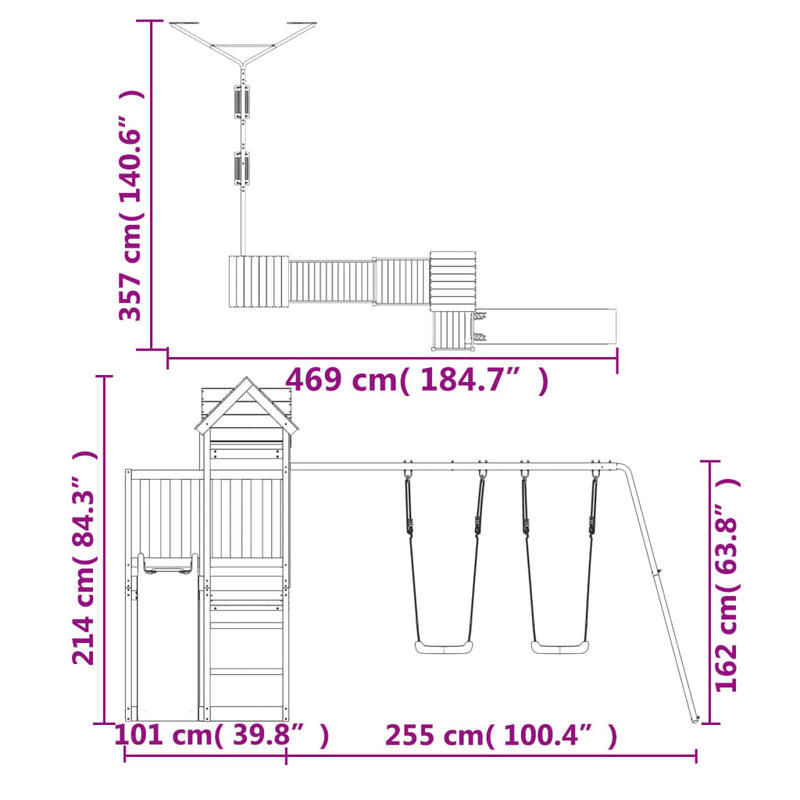 Outdoor Playset Solid Wood Pine