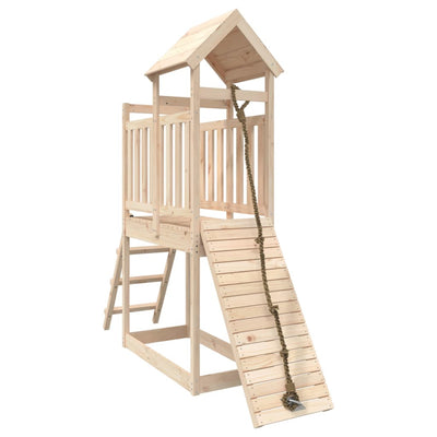 Playhouse with Climbing Wall Solid Wood Pine