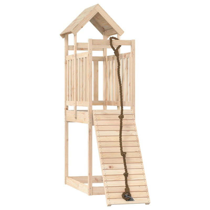 Playhouse with Climbing Wall Solid Wood Pine