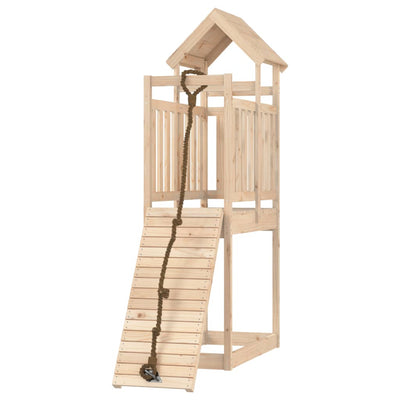 Playhouse with Climbing Wall Solid Wood Pine