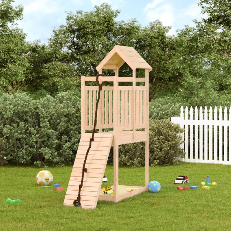 Playhouse with Climbing Wall Solid Wood Pine