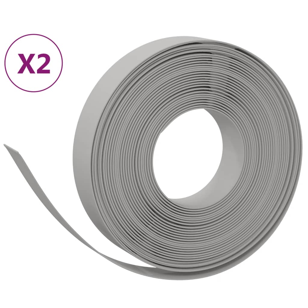 vidaXL Garden Edgings 2 pcs Grey 10 m 10 cm Polyethylene 2