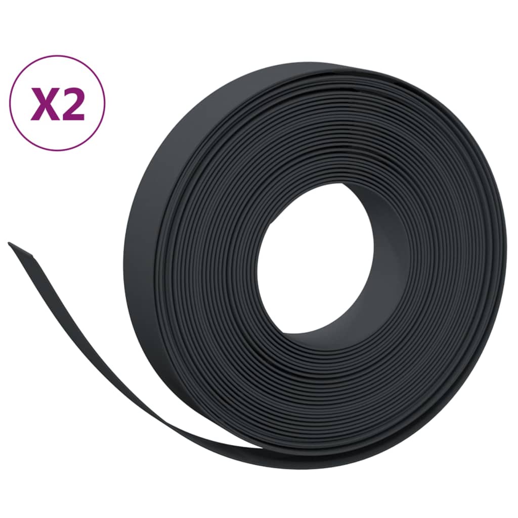 vidaXL Garden Edgings 2 pcs Black 10 m 10 cm Polyethylene 2
