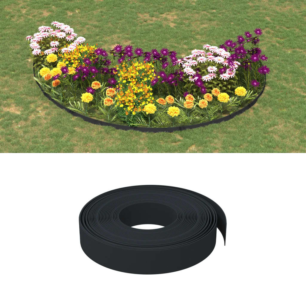 vidaXL Garden Edgings 2 pcs Black 10 m 10 cm Polyethylene 1