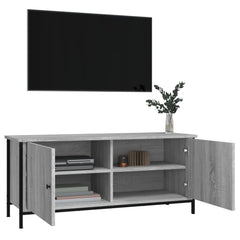 vidaXL TV Cabinet with Doors Grey Sonoma 102x35x45 cm Engineered Wood 4