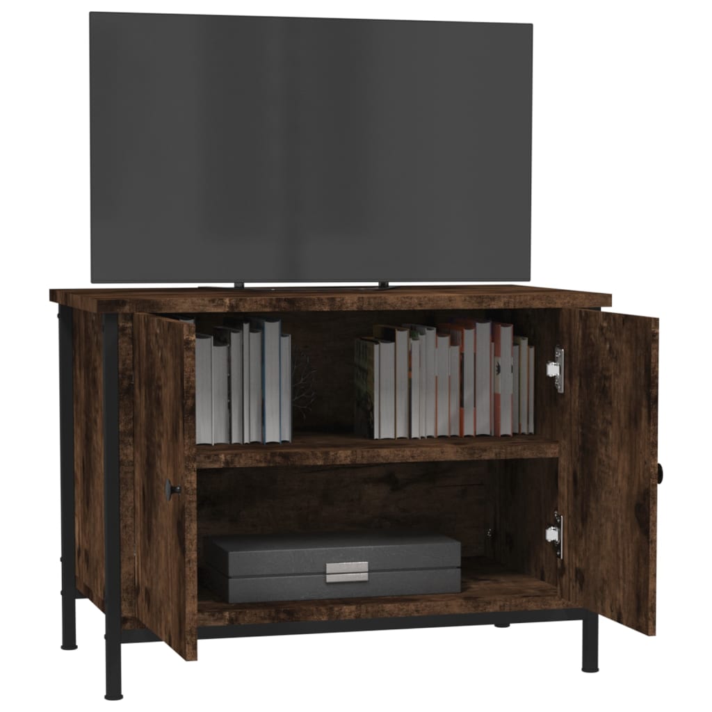 vidaXL TV Cabinet with Doors Smoked Oak 60x35x45 cm Engineered Wood 4