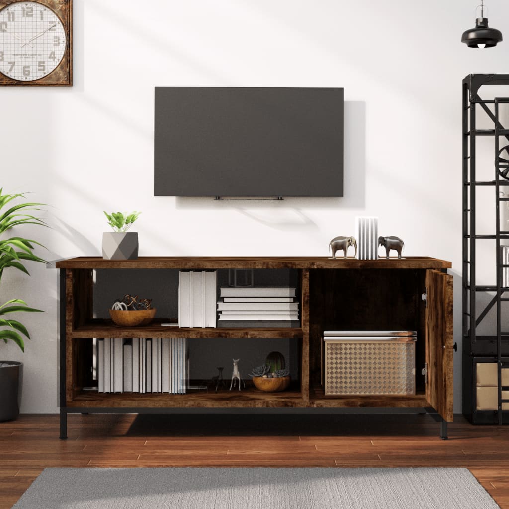 vidaXL TV Cabinet Smoked Oak 100x40x45 cm Engineered Wood 3