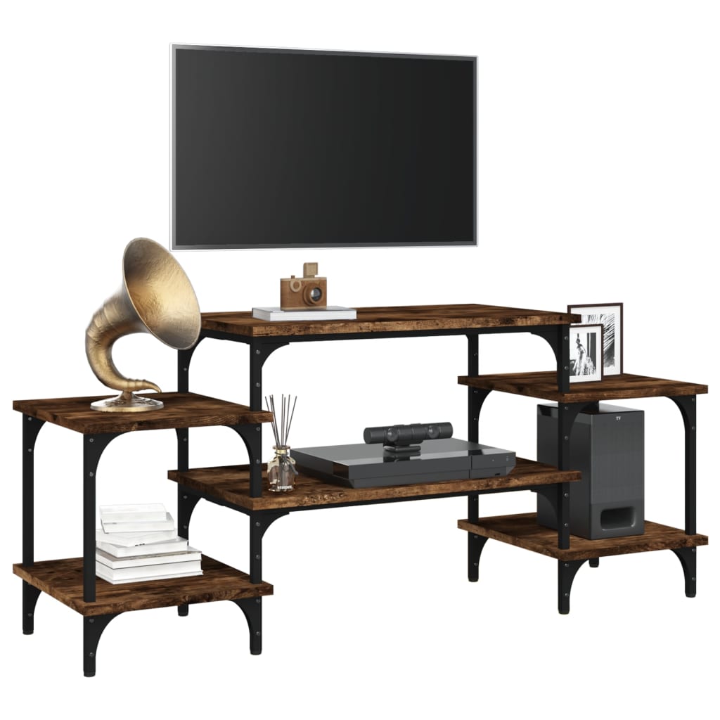 vidaXL TV Cabinet Smoked Oak 117x35x52 cm Engineered Wood 4